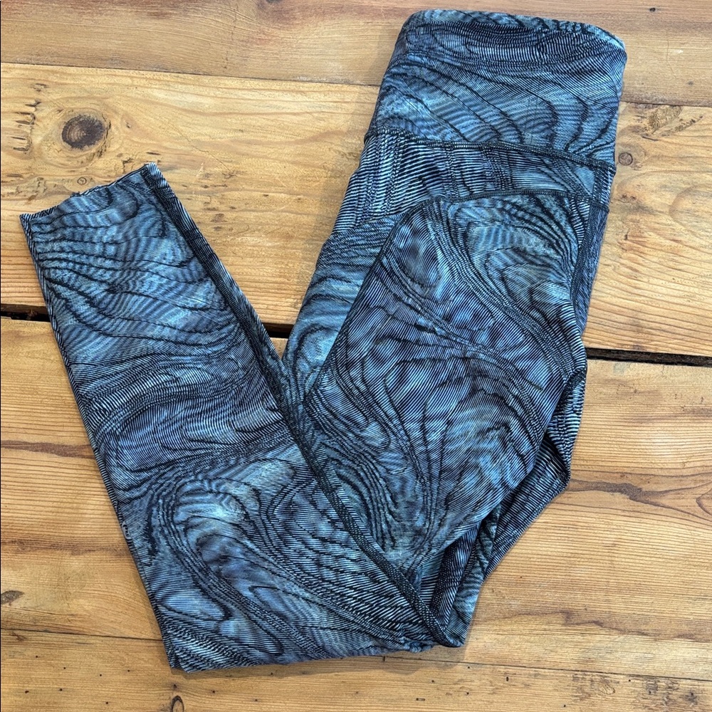 LULULEMON 6 Fast Free HR Tight 25” Nulux Aqua Printed Pockets